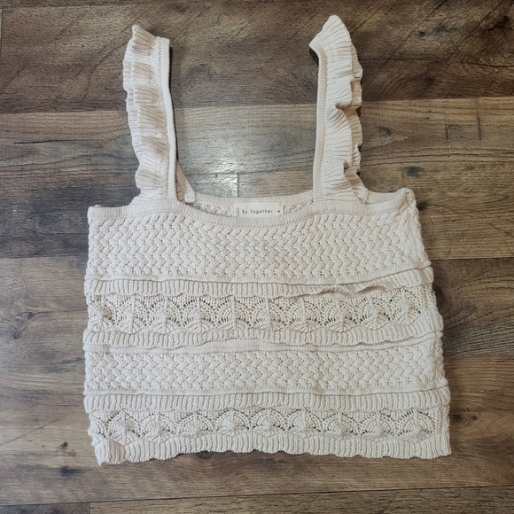 100% Cotton By Together Crochet Knit Crop Top Size Medium - Picture 4 of 9